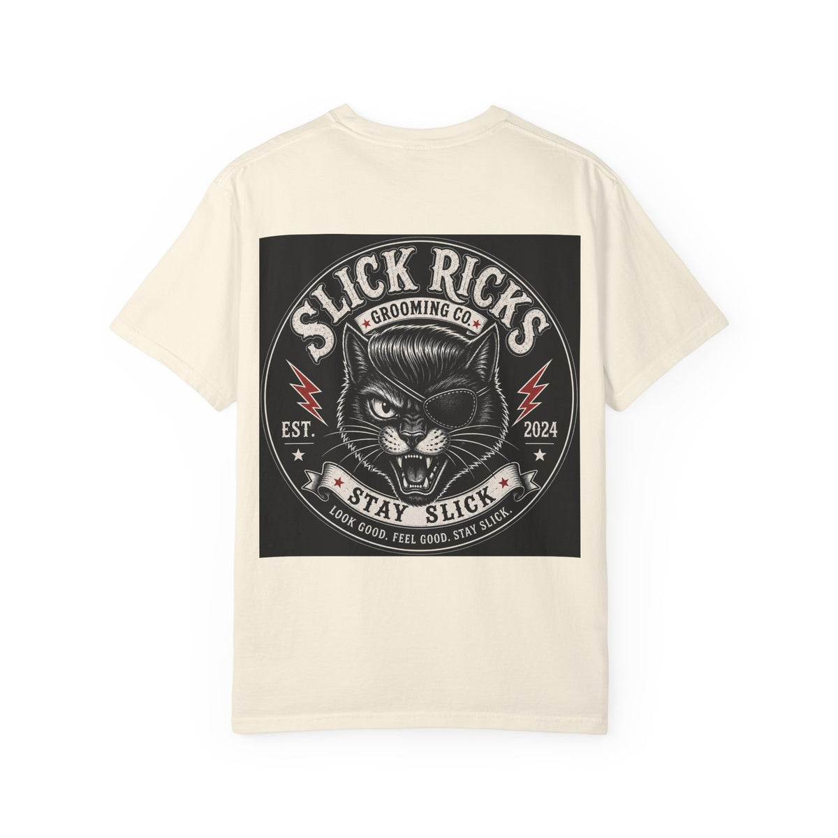 Slick Ricks Black Cat T-Shirt — Vintage Barber/Grooming Graphic Tee