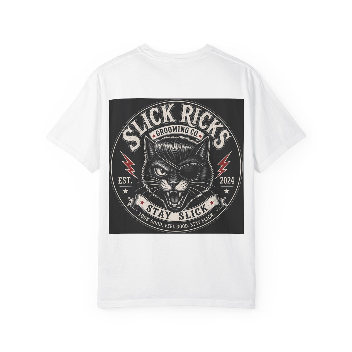 Slick Ricks Black Cat T-Shirt — Vintage Barber/Grooming Graphic Tee