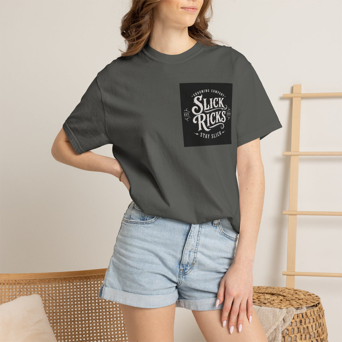 Slick Ricks Black Cat T-Shirt — Vintage Barber/Grooming Graphic Tee
