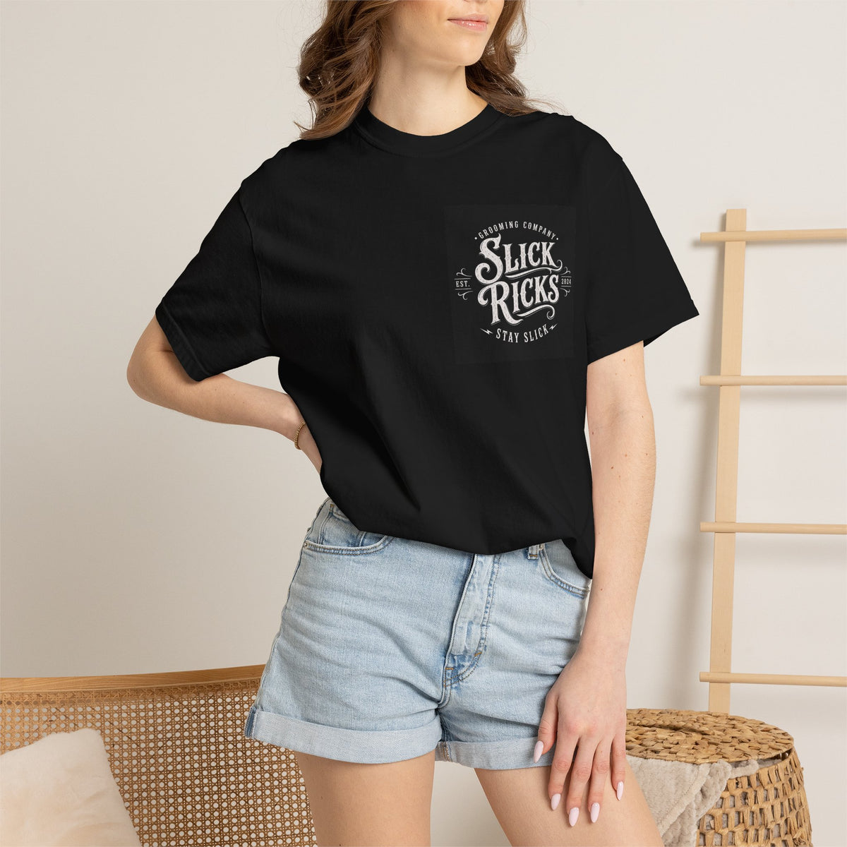 Slick Ricks Black Cat T-Shirt — Vintage Barber/Grooming Graphic Tee