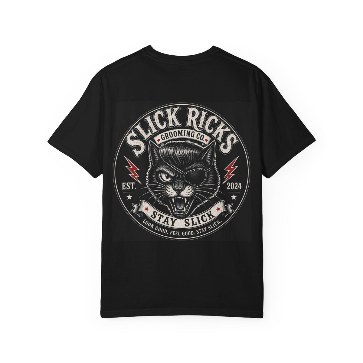 Slick Ricks Black Cat T-Shirt — Vintage Barber/Grooming Graphic Tee