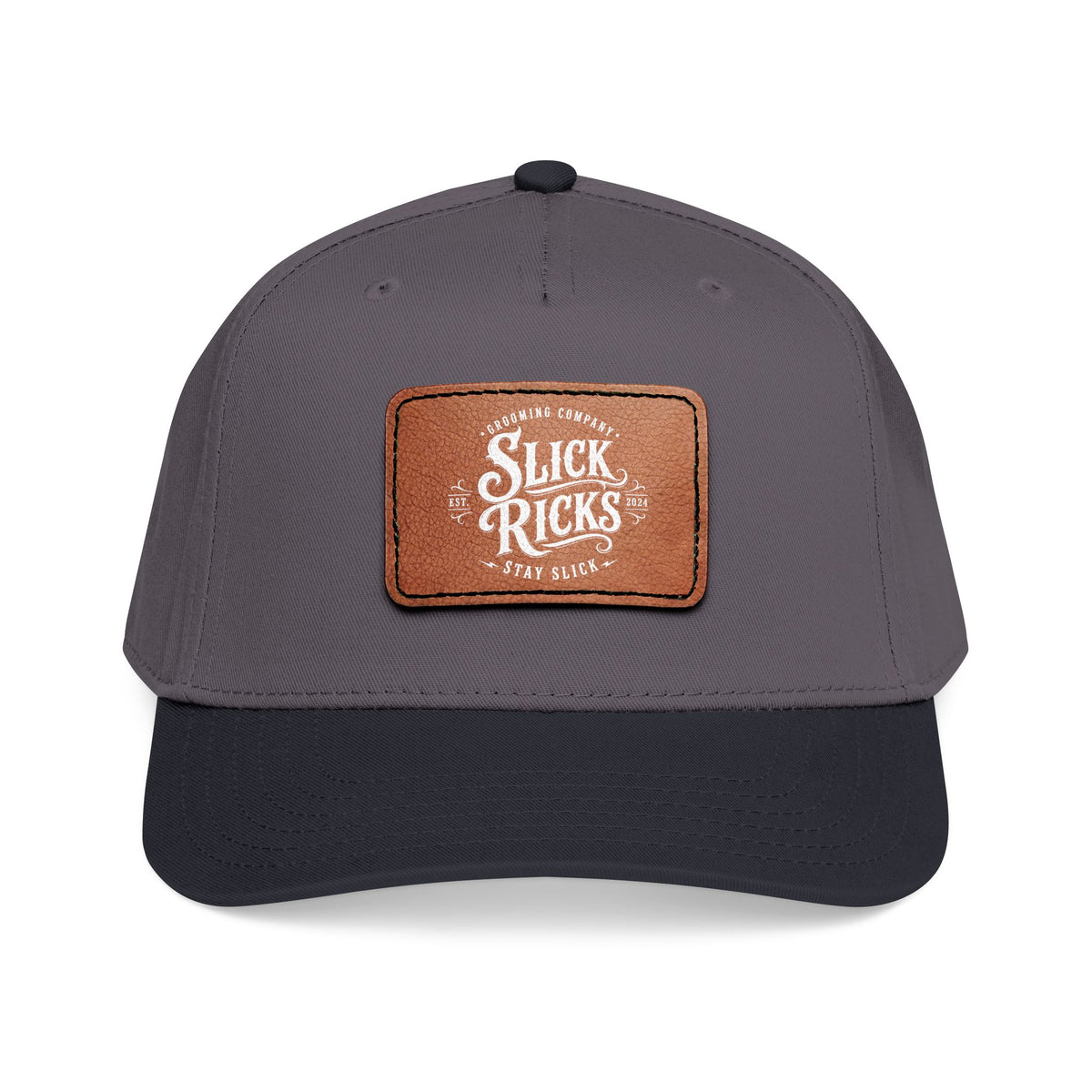 Mid Profile Baseball Cap with Leather Patch (Rectangle)