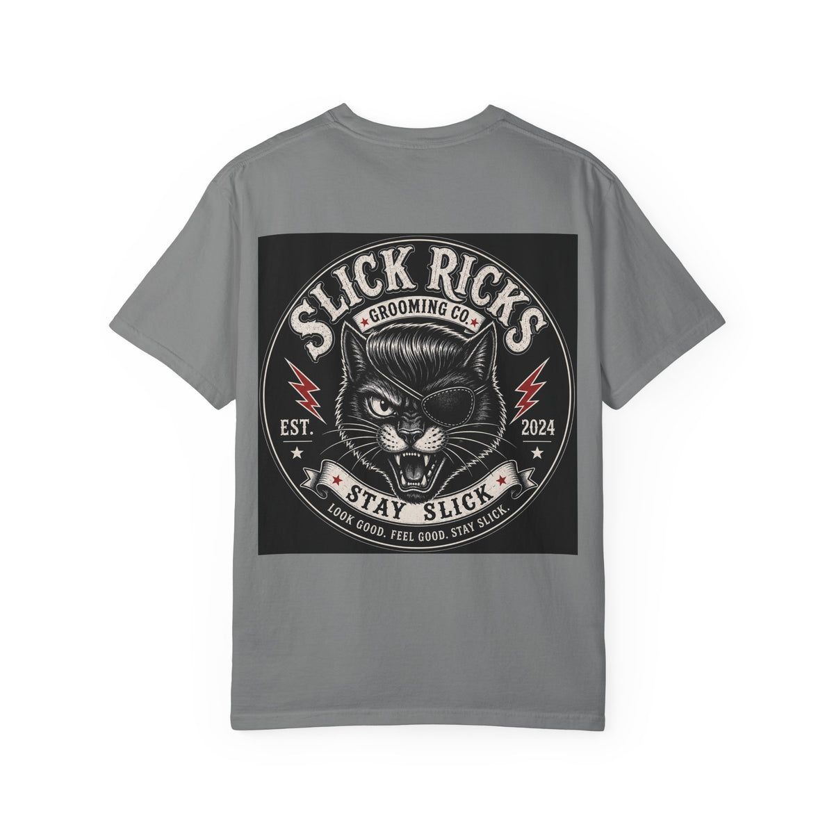 Slick Ricks Black Cat T-Shirt — Vintage Barber/Grooming Graphic Tee