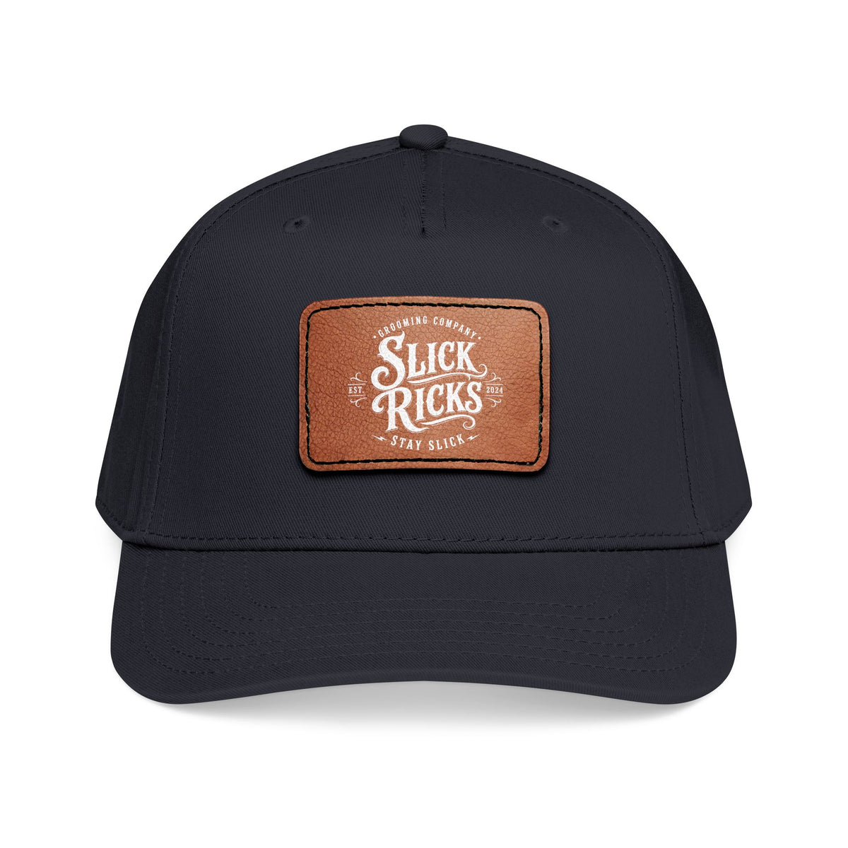 Mid Profile Baseball Cap with Leather Patch (Rectangle)