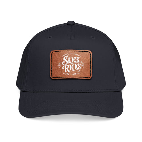 Mid Profile Baseball Cap with Leather Patch (Rectangle)